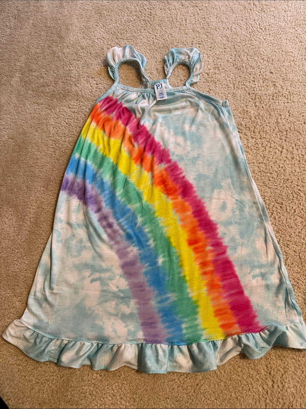 Cute Girls PJ Place Rainbow Tie-Dye Nightgown in Light Blue Size 10/12 or L